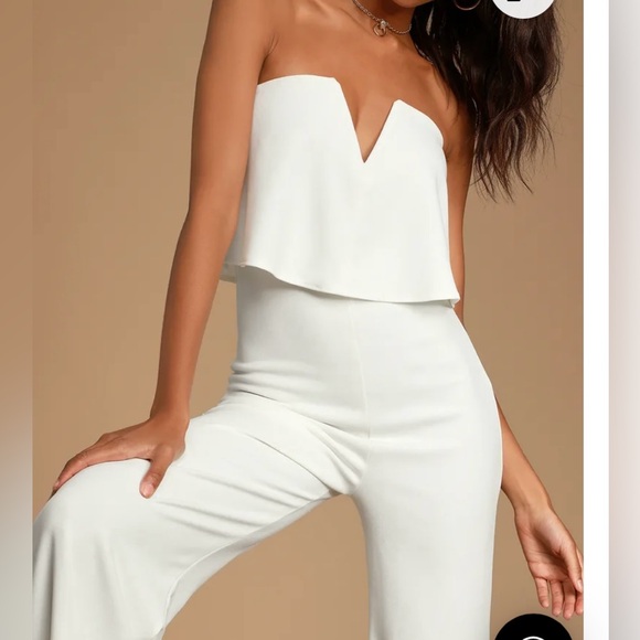 Off Shoulder Beige/off white Jumpsuit Size XS - Picture 2 of 8